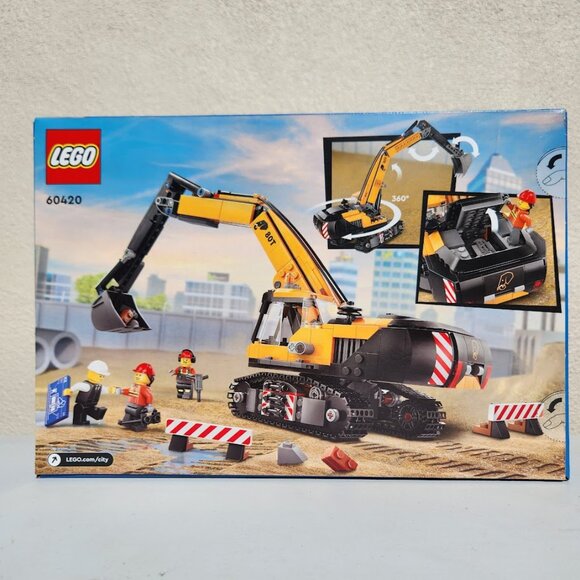NEW Lego City Construction Excavator Toy Building Set 60420 Truck Playset 633-pi - Picture 3 of 16